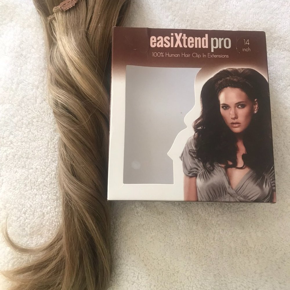 easiXtend Pro 14" human hair clip in extensions: Creme Soda 14/24